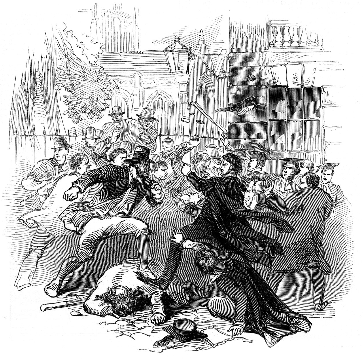 Gown en town ruzie, Oxford, 15 november 1845 door Unbekannt