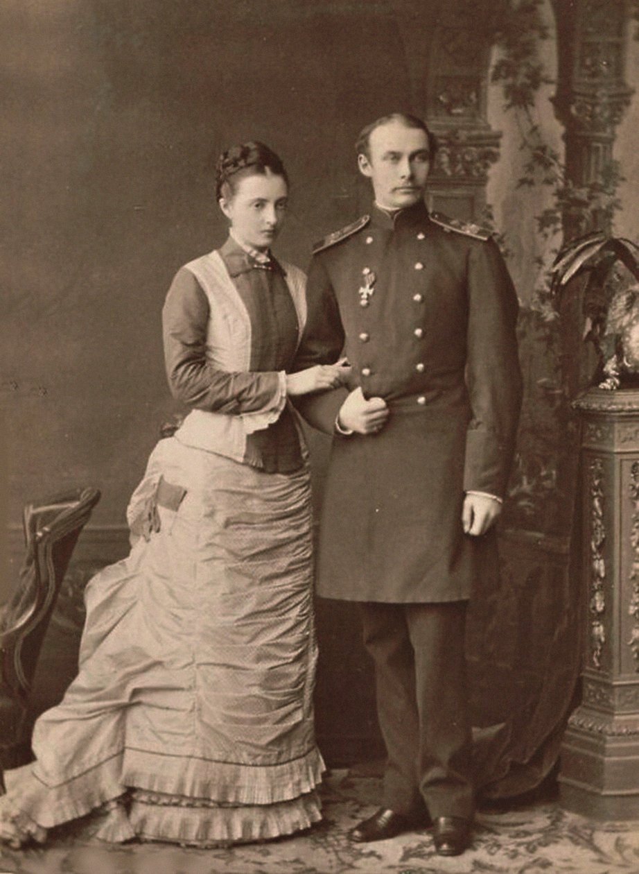 Grootvorstin Anastasia Mikhailovna van Rusland en Groothertog Frederik Frans III, 1878 door Unbekannt