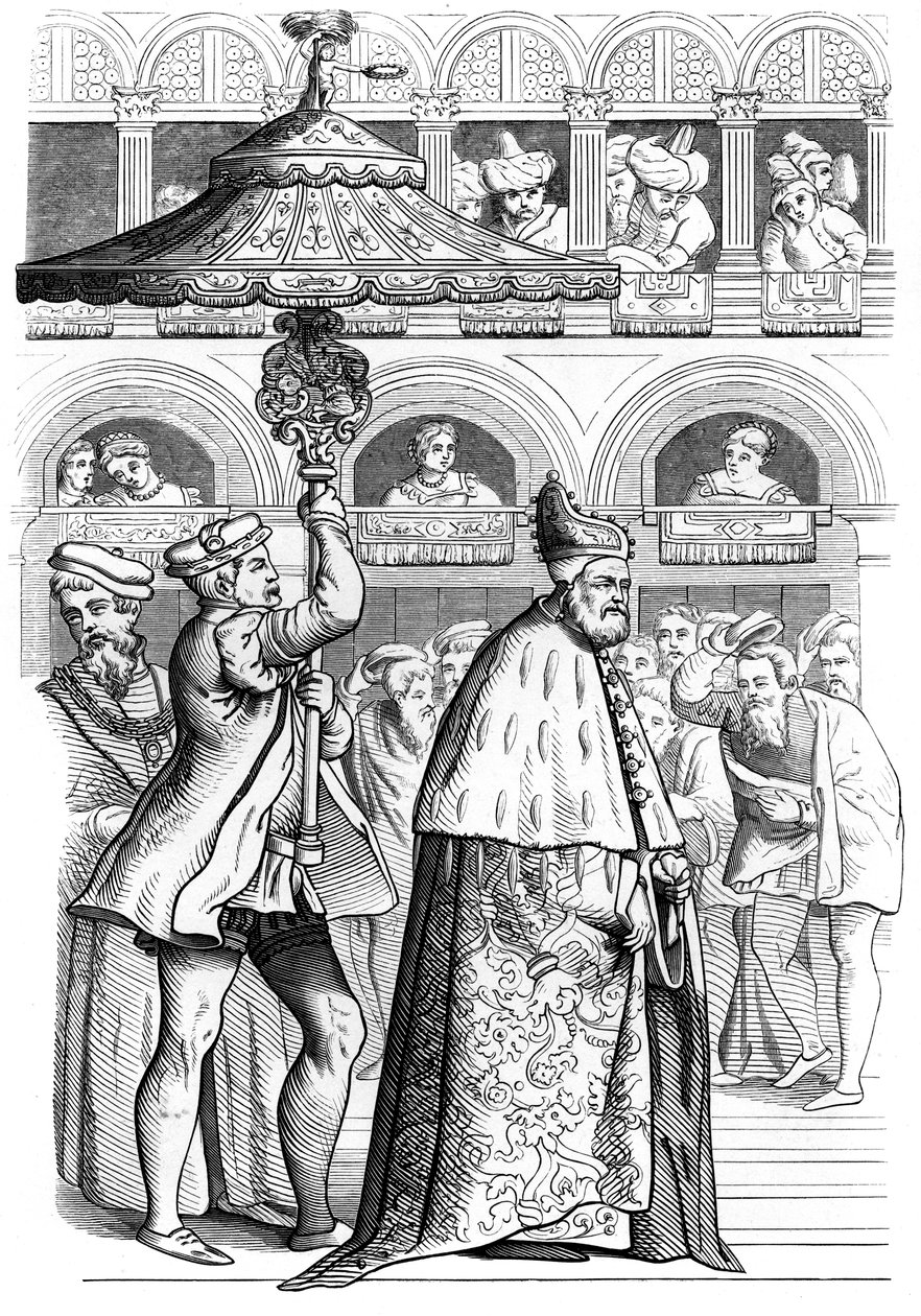 Grote processie van de Doge, Venetië, Italië, 16e eeuw, 1849 door Unbekannt