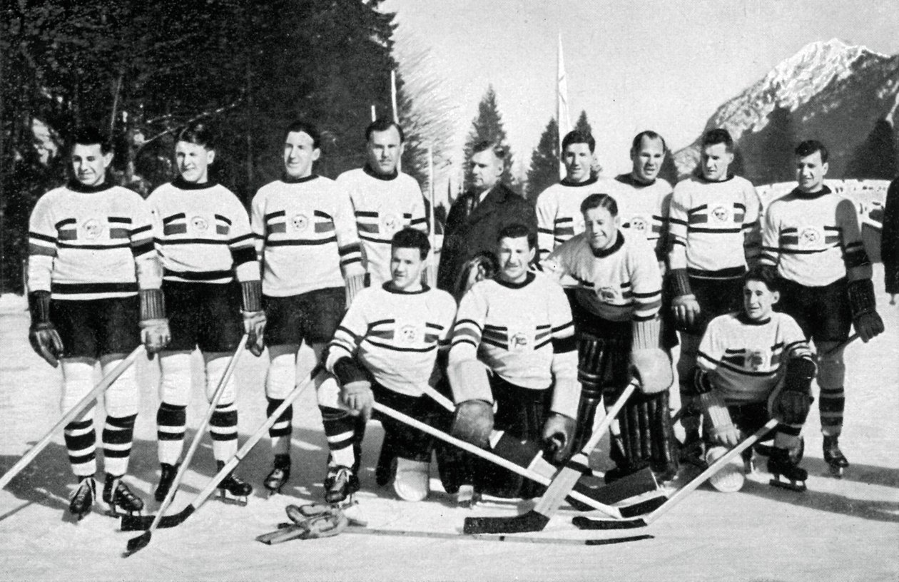 Groot-Brittannië ijshockeyteam, Olympische Winterspelen, Garmisch-Partenkirchen, Duitsland, 1936 door Unbekannt