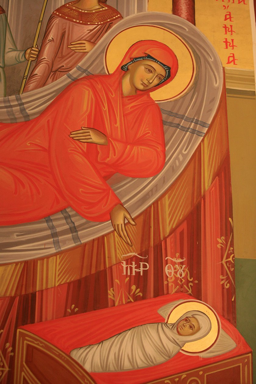 Grieks-orthodox icoon met de geboorte van Maria door Unbekannt