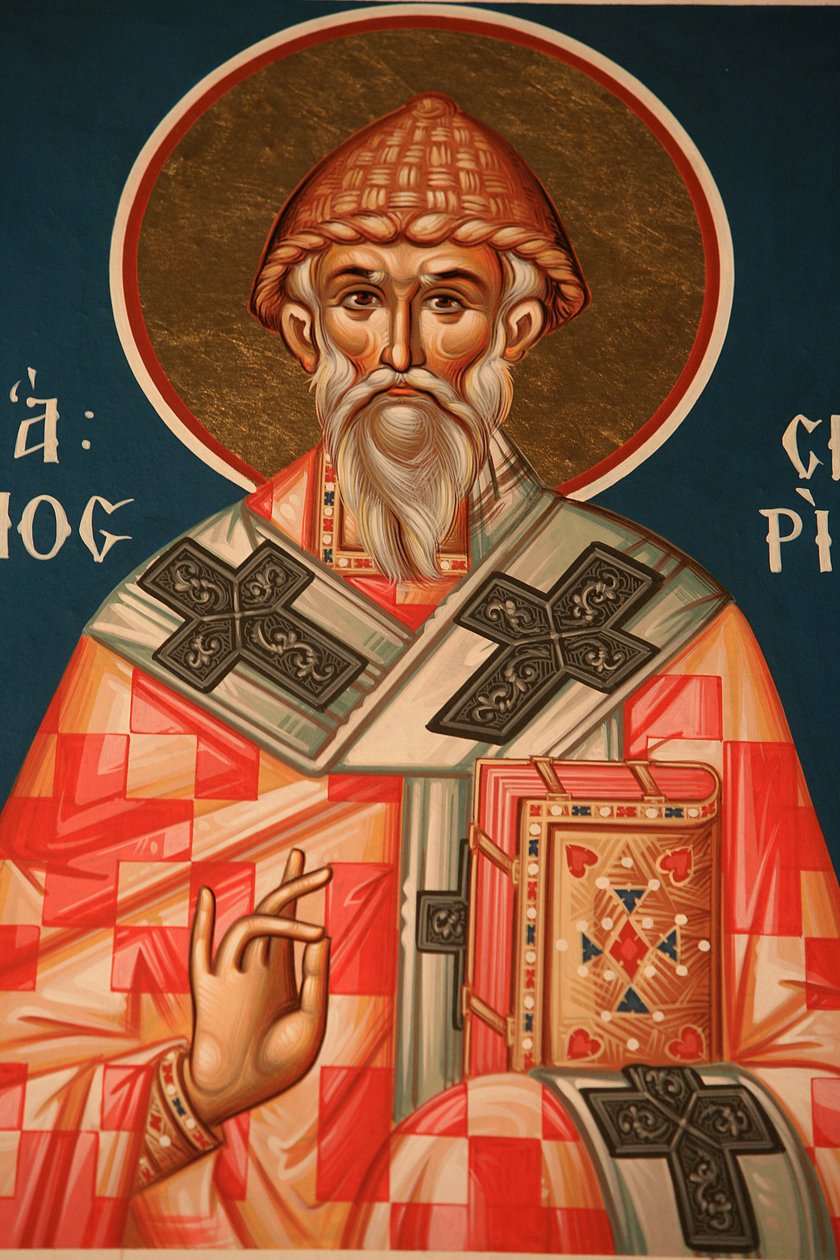 Grieks-orthodox icoon die Sint Spiridon afbeeldt, Thessaloniki, Griekenland door Unbekannt