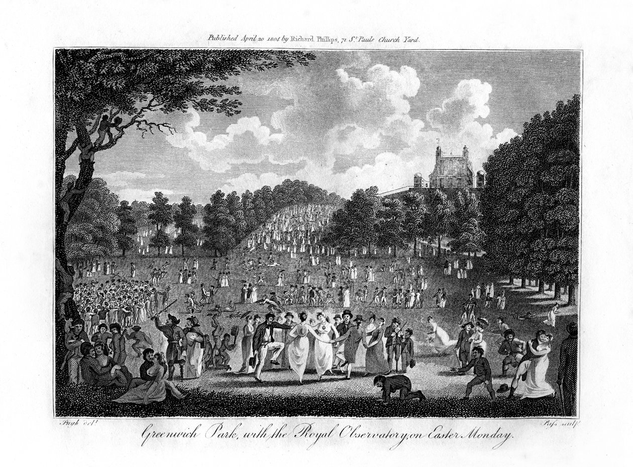 Greenwich Park, met het Koninklijk Observatorium, op Paasmaandag, Londen, 1804 door Unbekannt