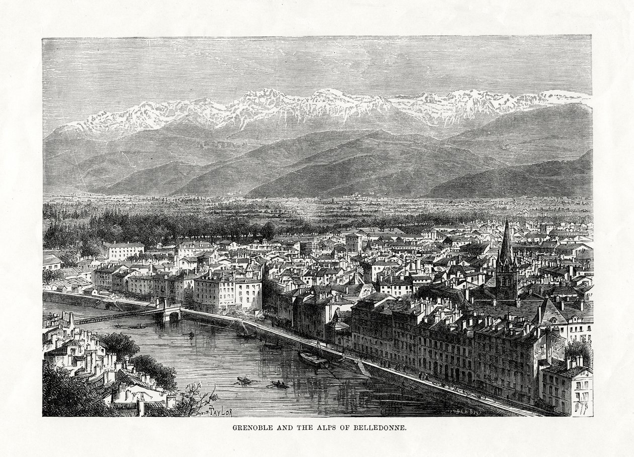 Grenoble en de Alpen van Belledonne, Frankrijk, 1879 door Unbekannt