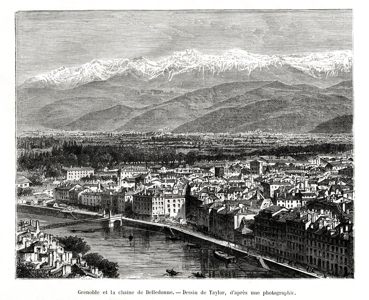 Grenoble vanaf de Belledonne-bergketen, Frankrijk, 1886 door Unbekannt