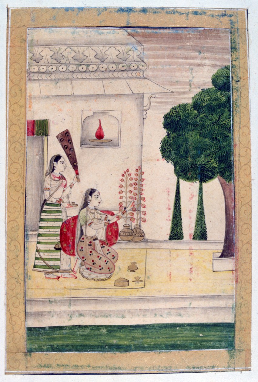 Gunakali Ragini, Ragamala Album, School van Rajasthan, 19e eeuw door Unbekannt