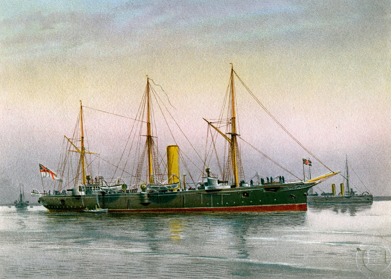 HMS Mohawk, Royal Navy 3e klasse kruiser, ca. 1890-ca. 1893 door Unbekannt