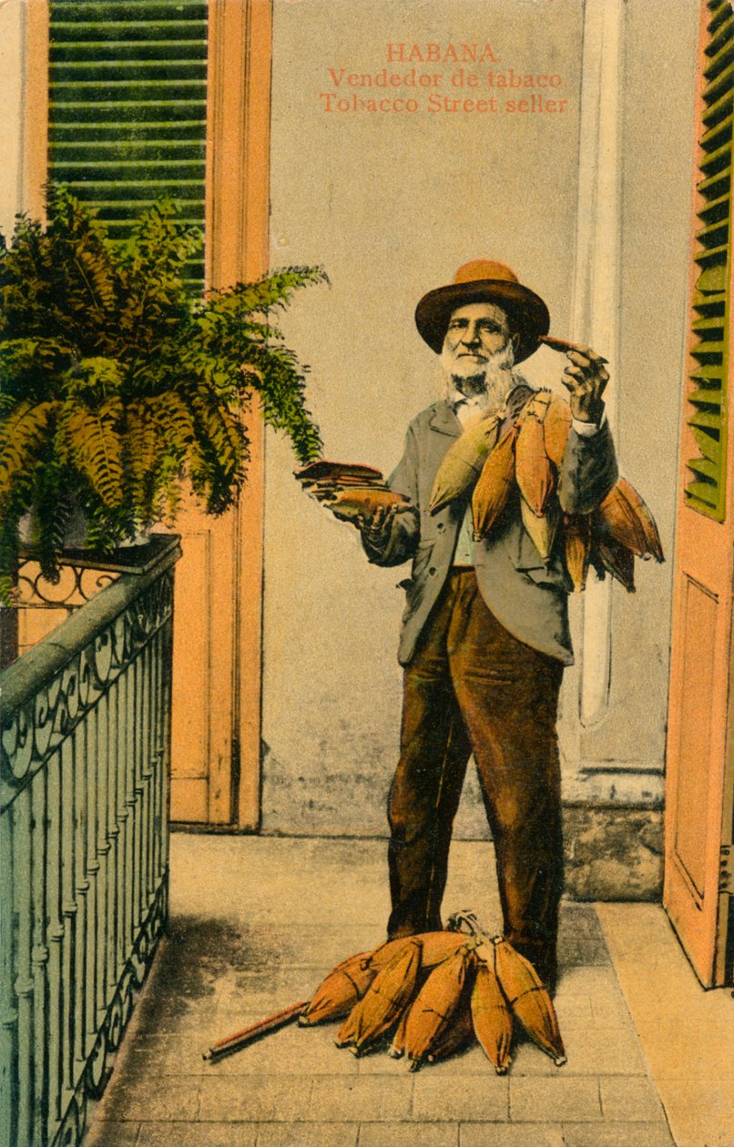 Habana. Tabaksverkoper. Tabaksstraatverkoper, ca. 1910 door Unbekannt