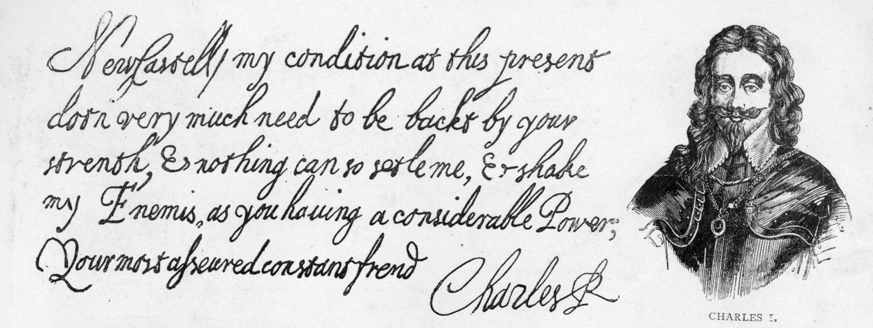 Handschrift en handtekening van Koning Karel I door Unbekannt