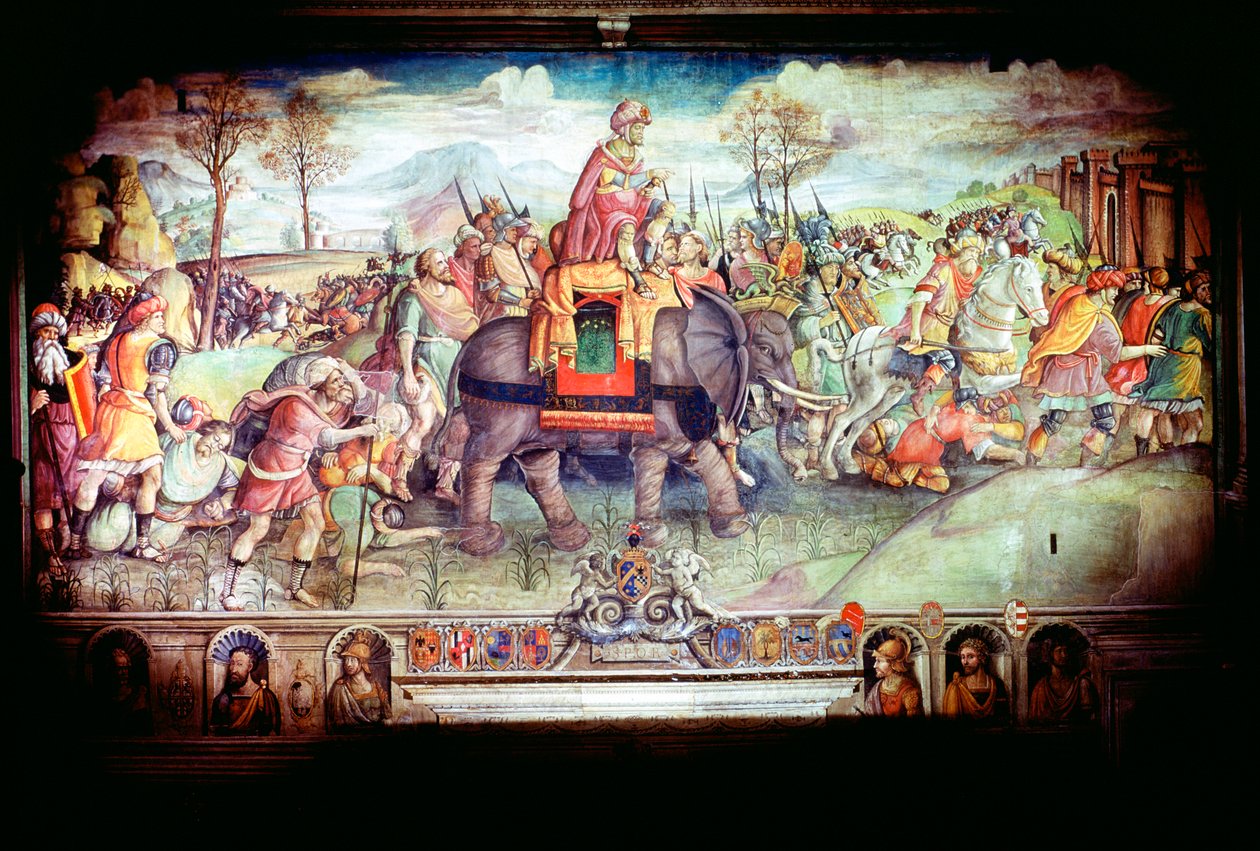 Hannibal en zijn leger steken de Alpen over, 218 v.Chr. door Unbekannt