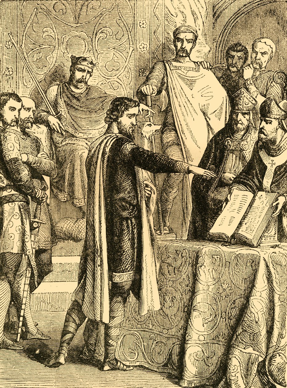 Harold zweert het recht van de hertog van Normandië op de troon van Engeland te handhaven, ca. 1890 door Unbekannt