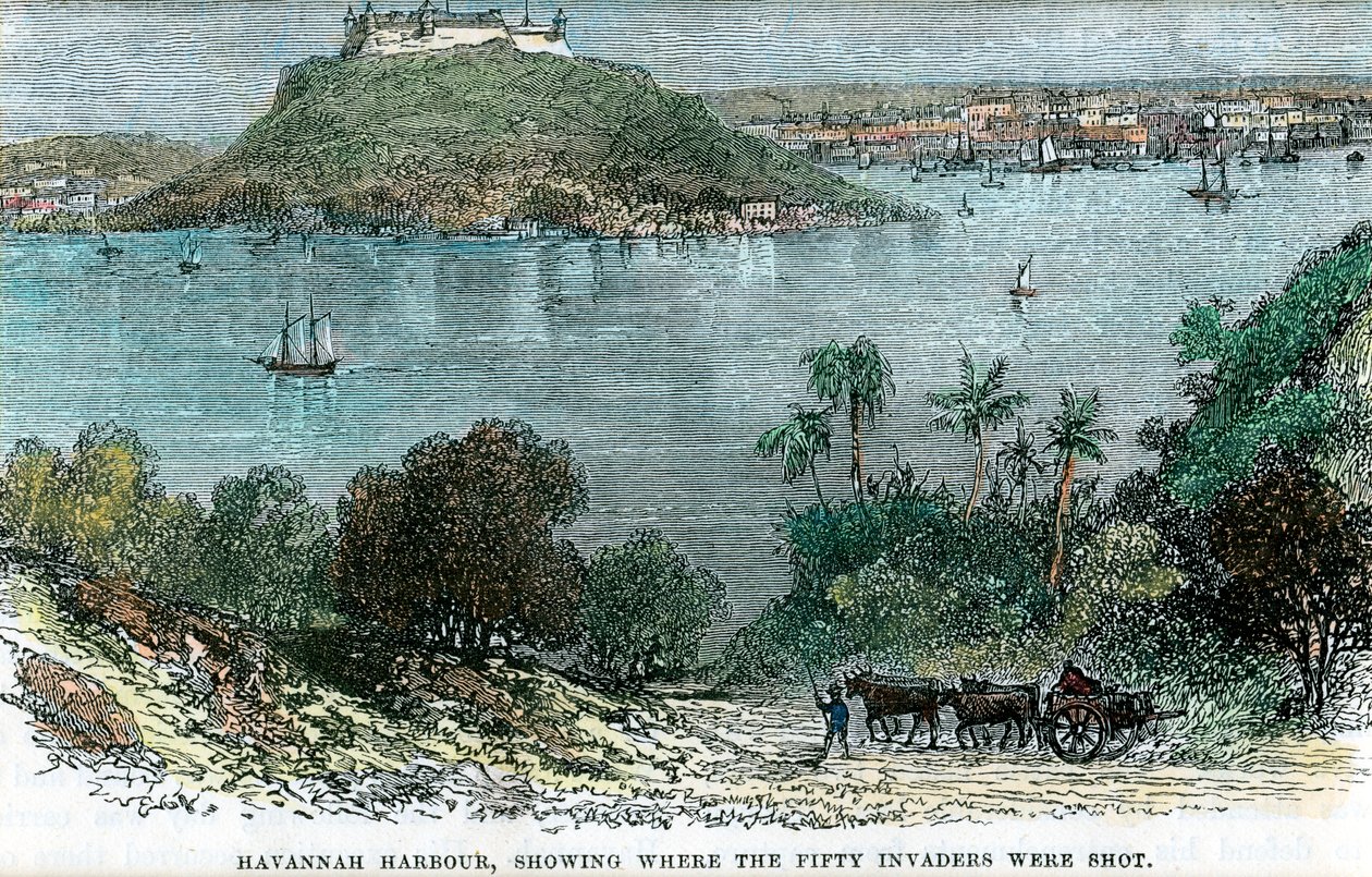 Havannah Haven, toont waar de vijftig indringers werden neergeschoten, Cuba, ca. 1880 door Unbekannt