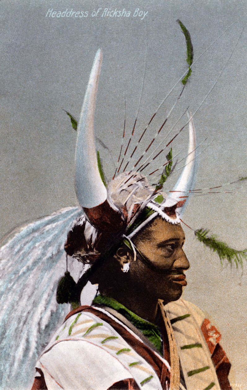 Hoofdtooi van een Ricksha-jongen, Durban, 1917 door Unbekannt