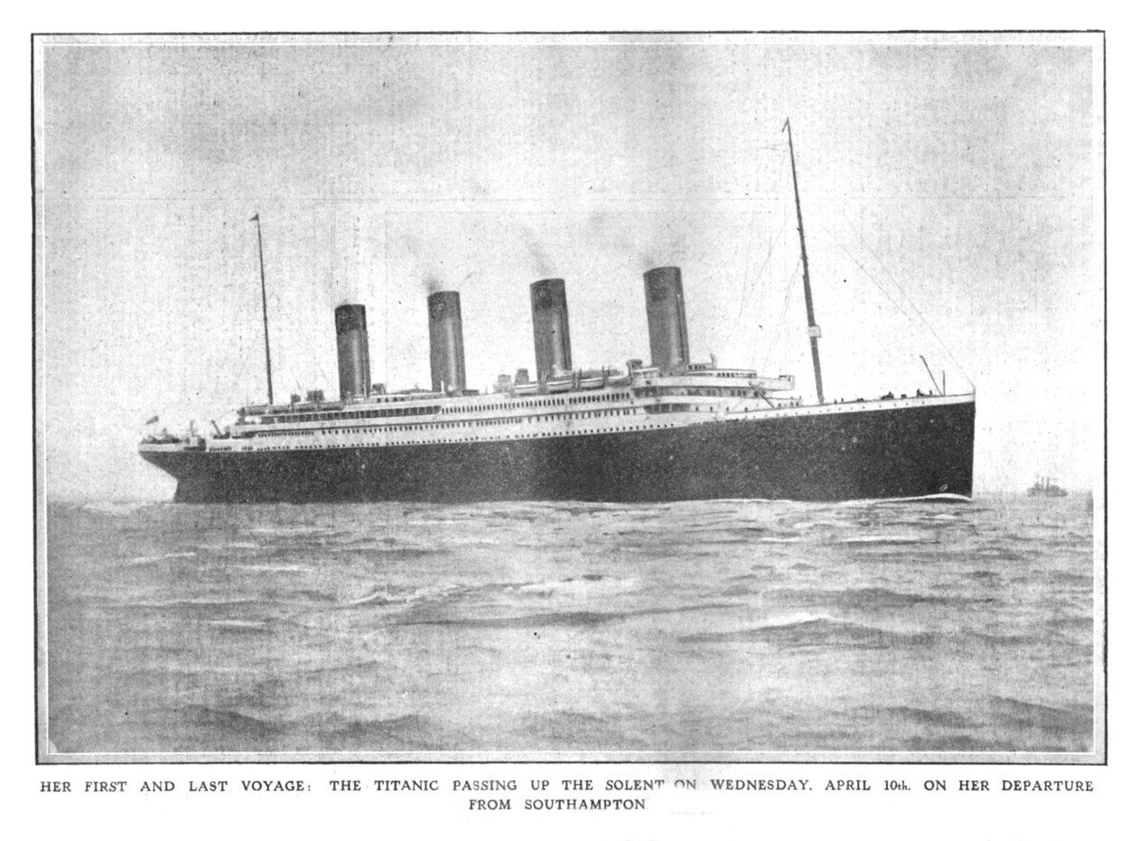 Haar eerste en laatste reis: de Titanic passeert de Solent op woensdag 10 april door Unbekannt