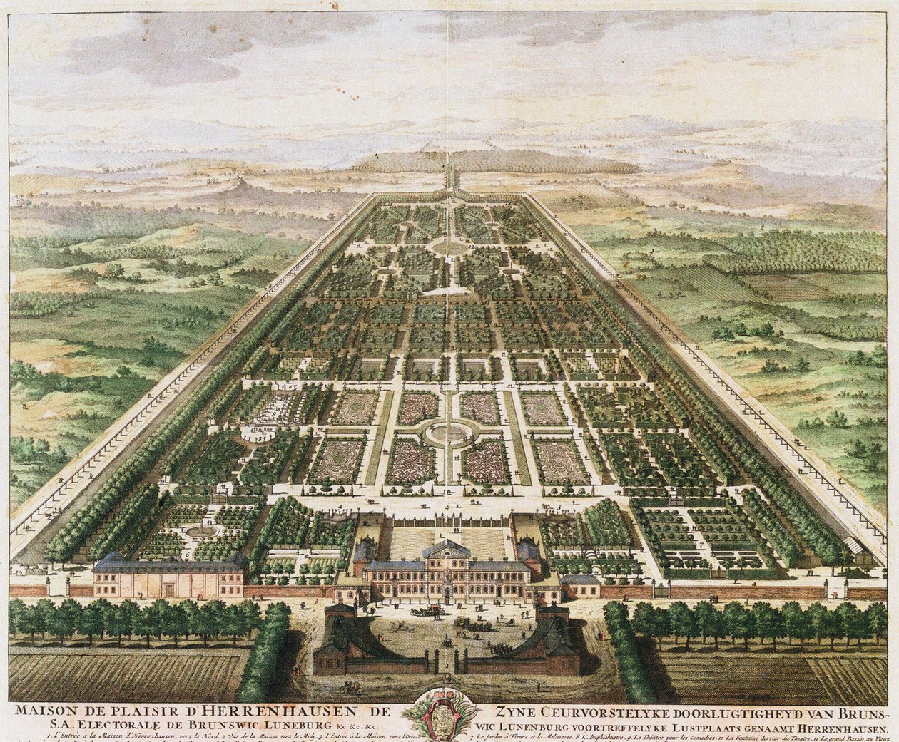 Herrenhausen: Kasteel en Tuinen, ca. 1745 door Unbekannt
