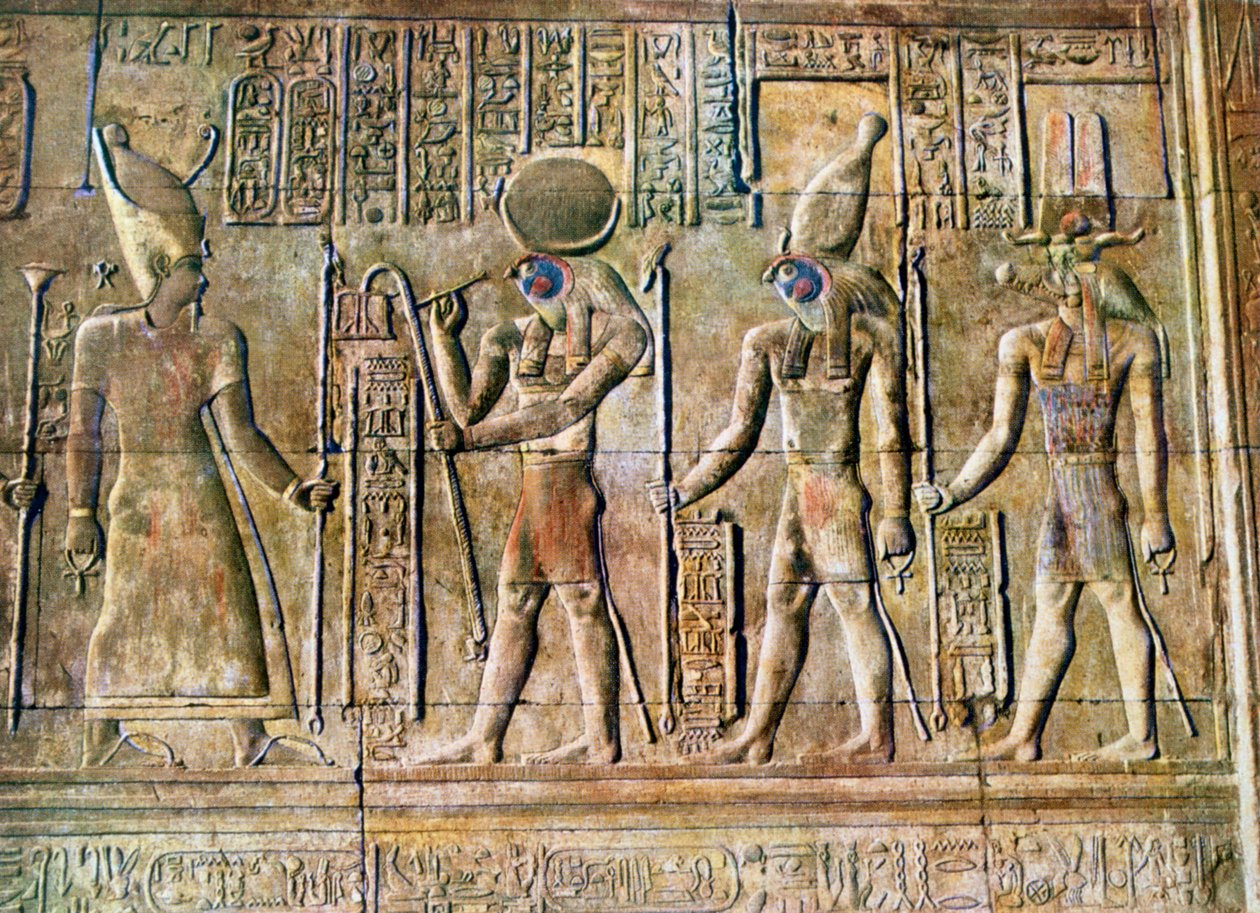 Hiërogliefenreliëf, Tempel van Kom Ombo, Egypte door Unbekannt