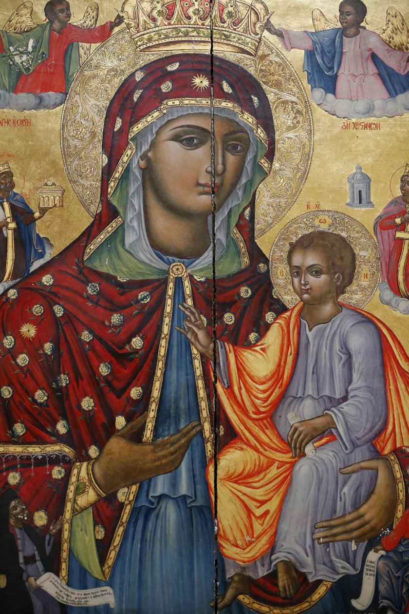Heilig Grafkerk, de Grieks-orthodoxe katolikon, icoon van de Maagd Maria en kind, Jeruzalem, Israël door Unbekannt