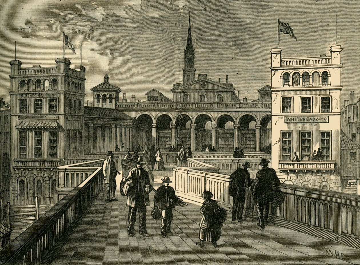 Hungerford Market, vanaf de brug, in 1850 door Unbekannt