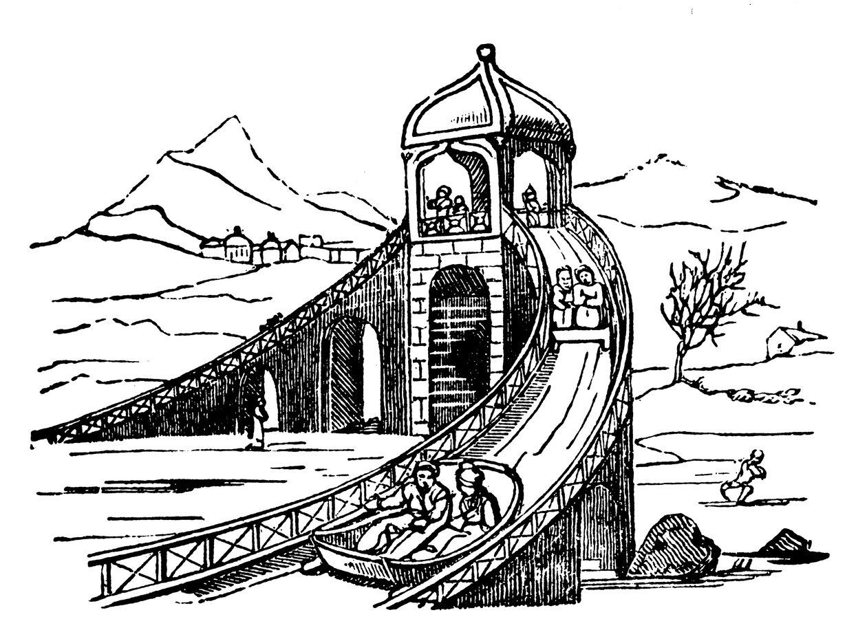 IJsmountain, kunstmatige sleebaan, Rusland, 1836 door Unbekannt