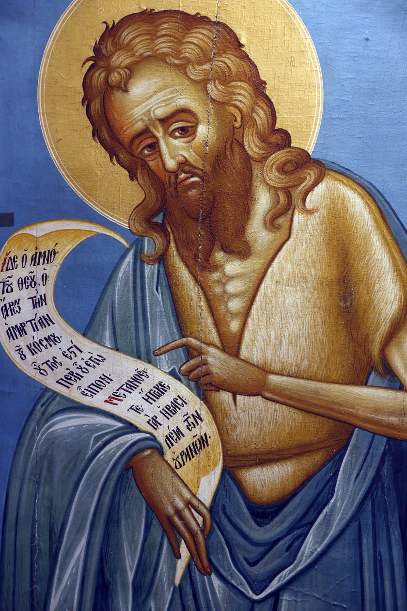 Icoon in Pedoulas Byzantijns museum: Sint Johannes de Doper (19e eeuw), 20150510, Pedoulas, Cyprus door Unbekannt