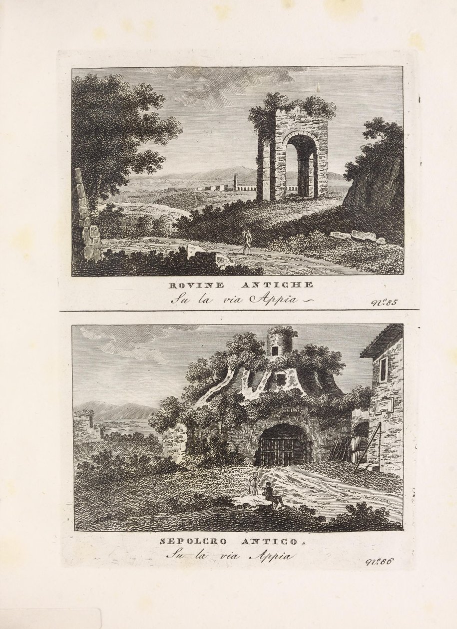 Illustratie uit het boek Oude en moderne uitzichten van de stad Rome van onbekende auteur en uitgegeven door Presso Venanzio Monaldini, Stefano Piale in Piazza di Spagna (it, [ca. 1820]) door Unbekannt