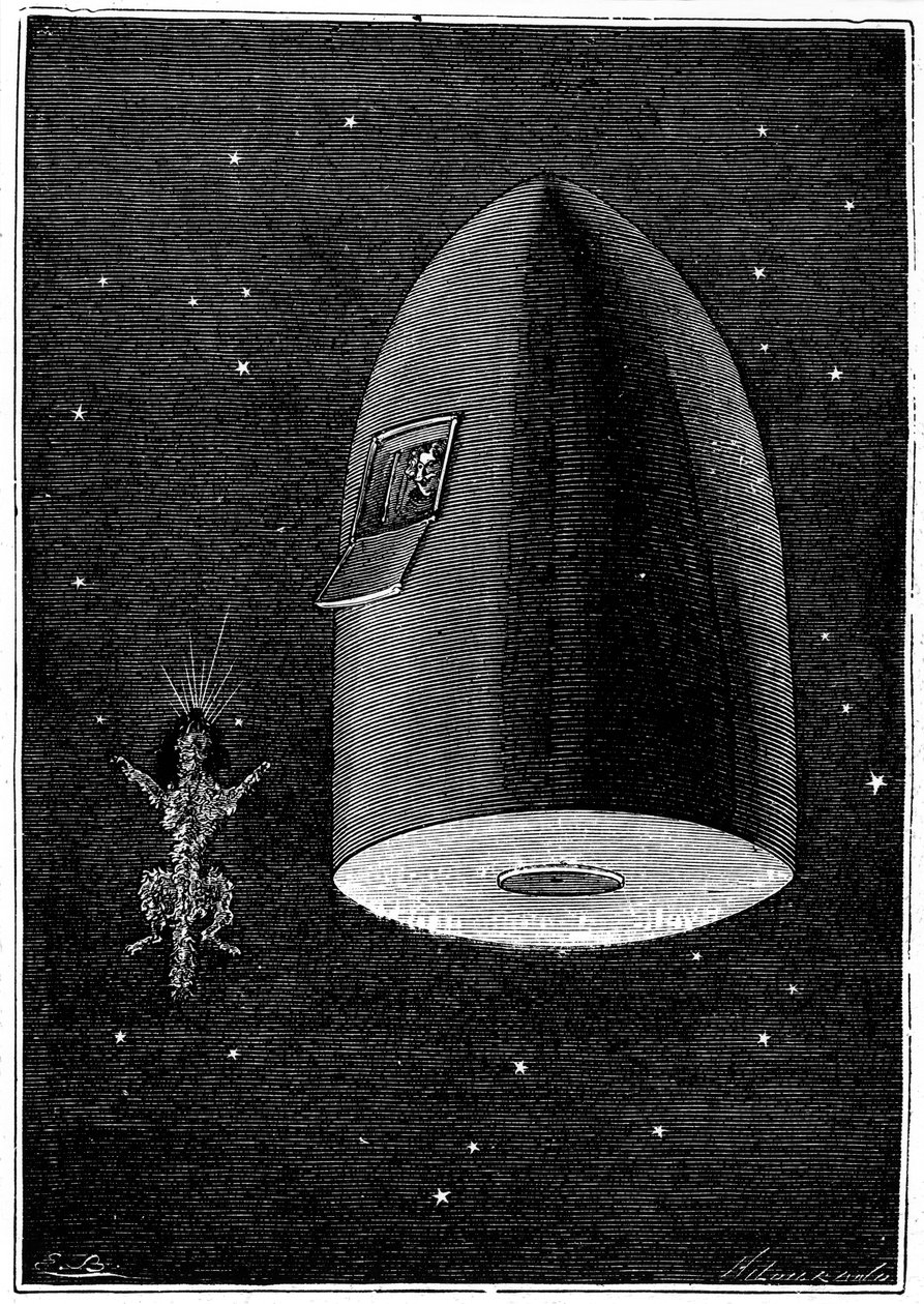 Illustratie uit De la Terre à la Lune van Jules Verne, 1865 door Unbekannt