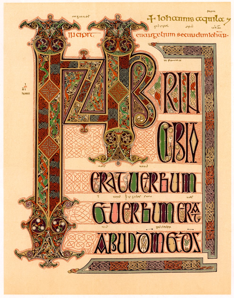 Beginpagina van de Lindisfarne-evangeliën, laat 7e of begin 8e eeuw door Unbekannt