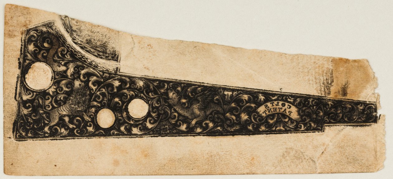 Inktafdruk van een Colt revolver, ca. 1854 door Unbekannt