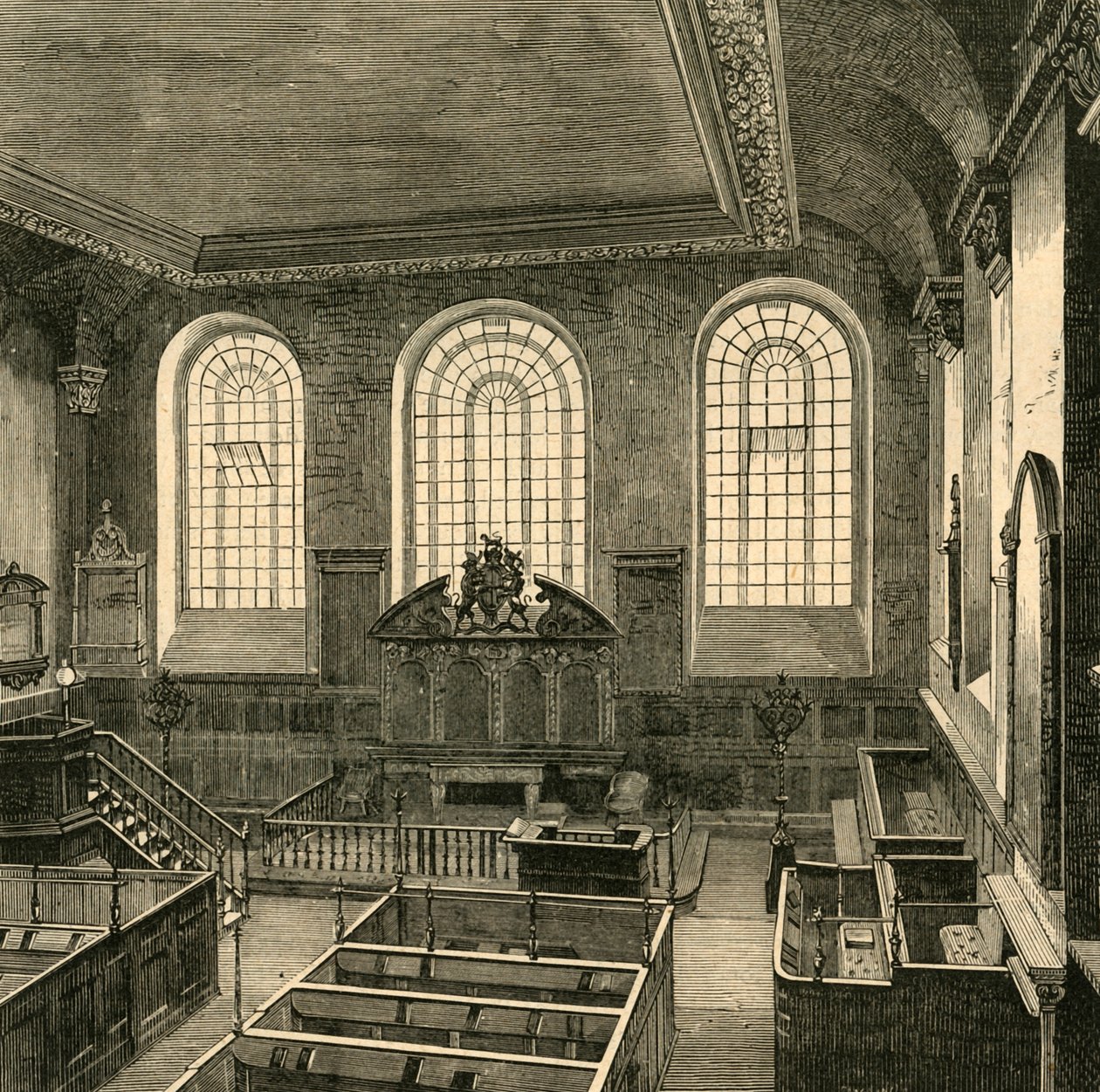 Interieur van St. Michaels, Wood Street, 1876, 1897 door Unbekannt