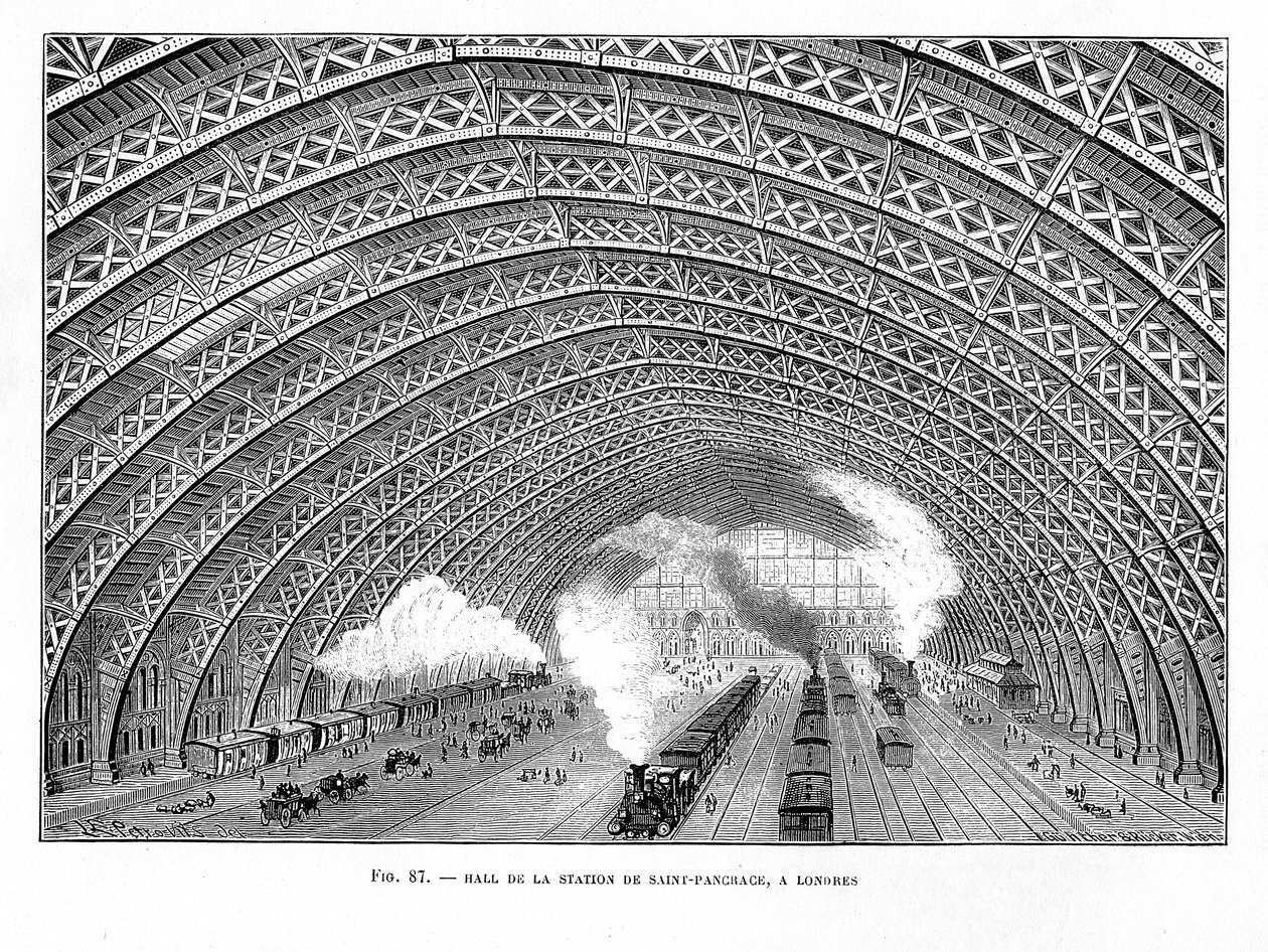 Interieur van St Pancras Station, Londen, 1865 door Unbekannt