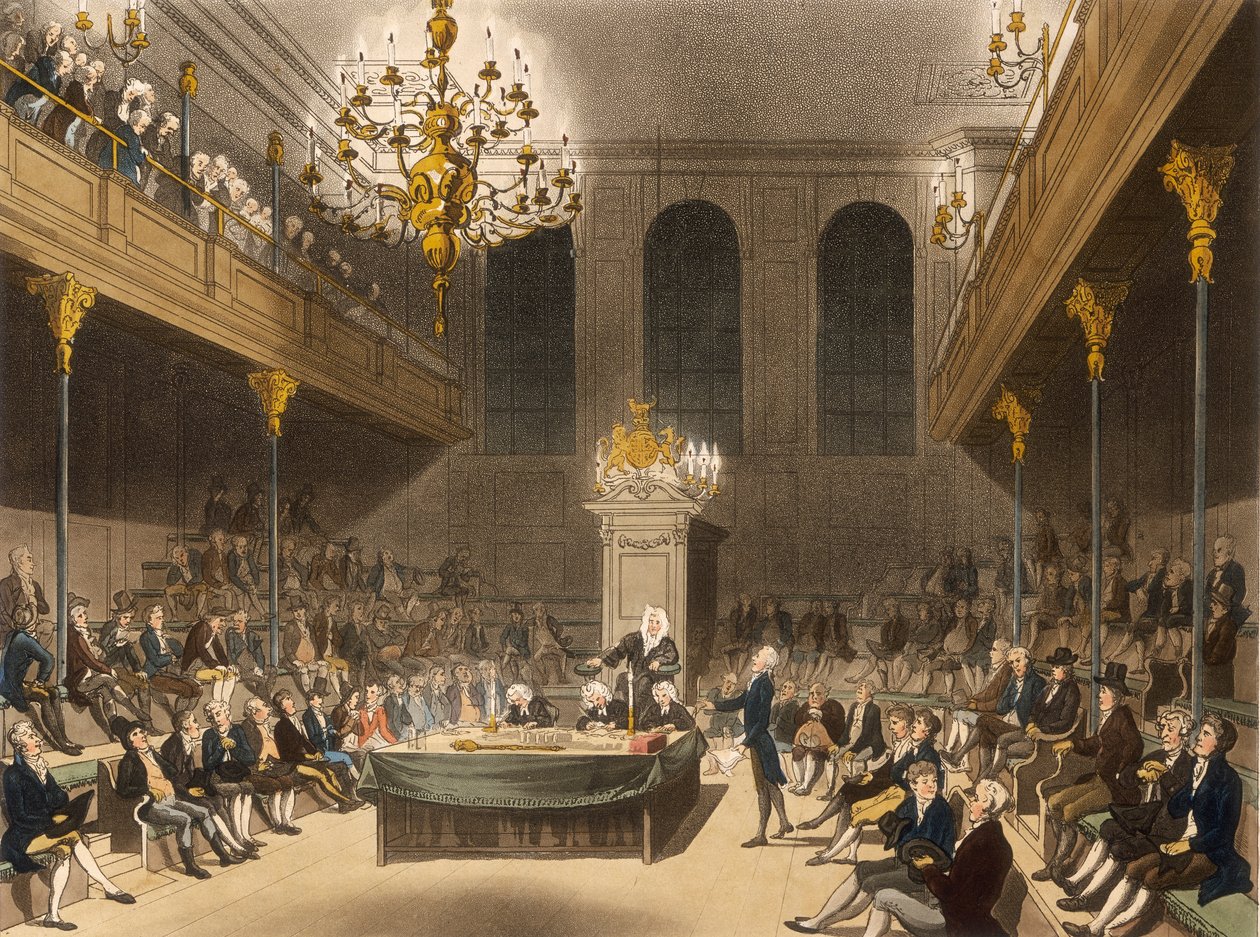 Interieur van het Lagerhuis, Westminster, Londen door Unbekannt