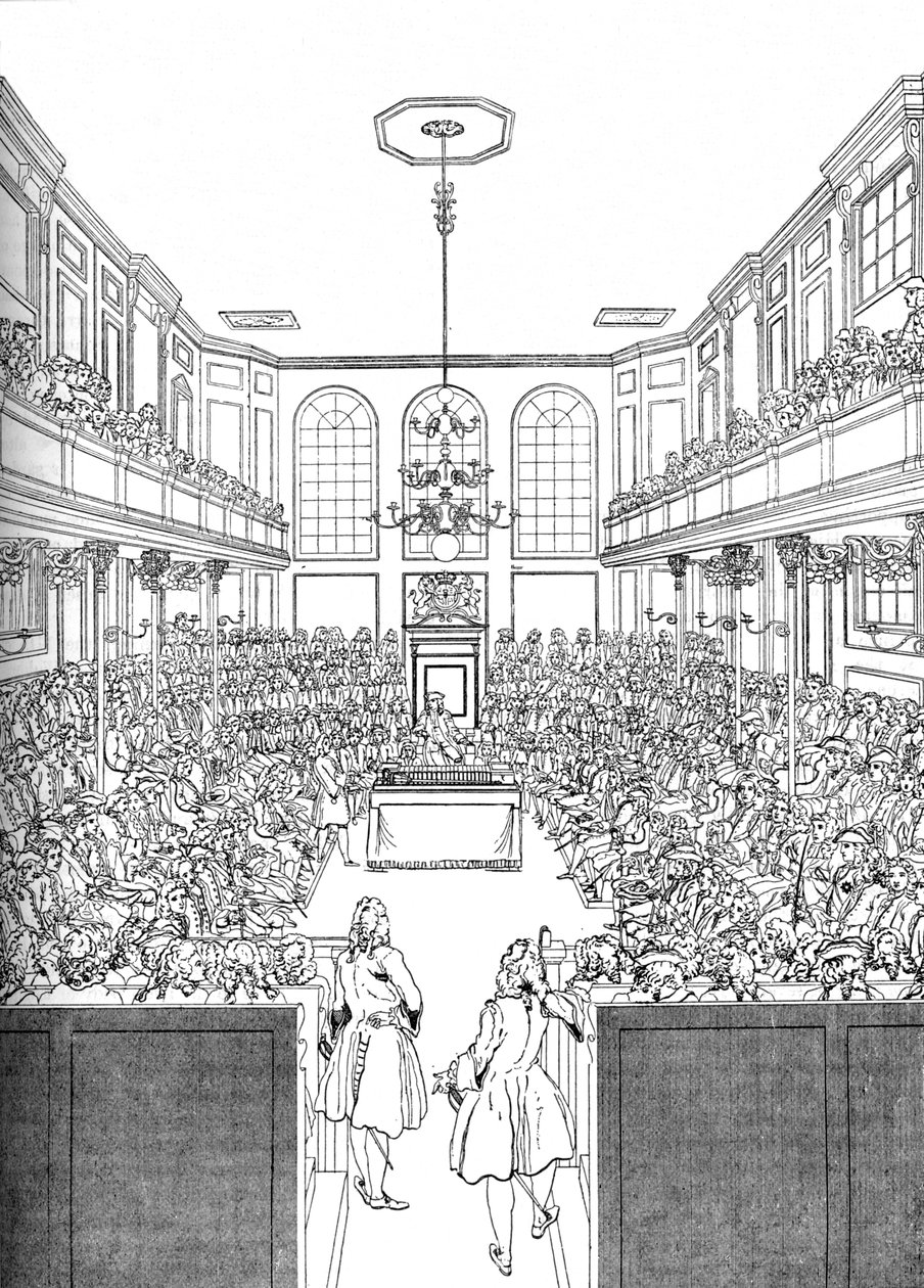 Interieur van het Lagerhuis in 1742, 1905 door Unbekannt