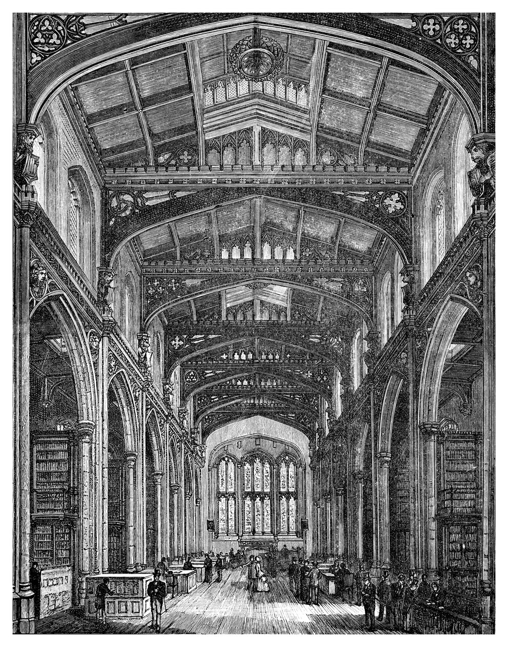 Interieur van de bibliotheek, Guildhall, City of London, 1886 door Unbekannt
