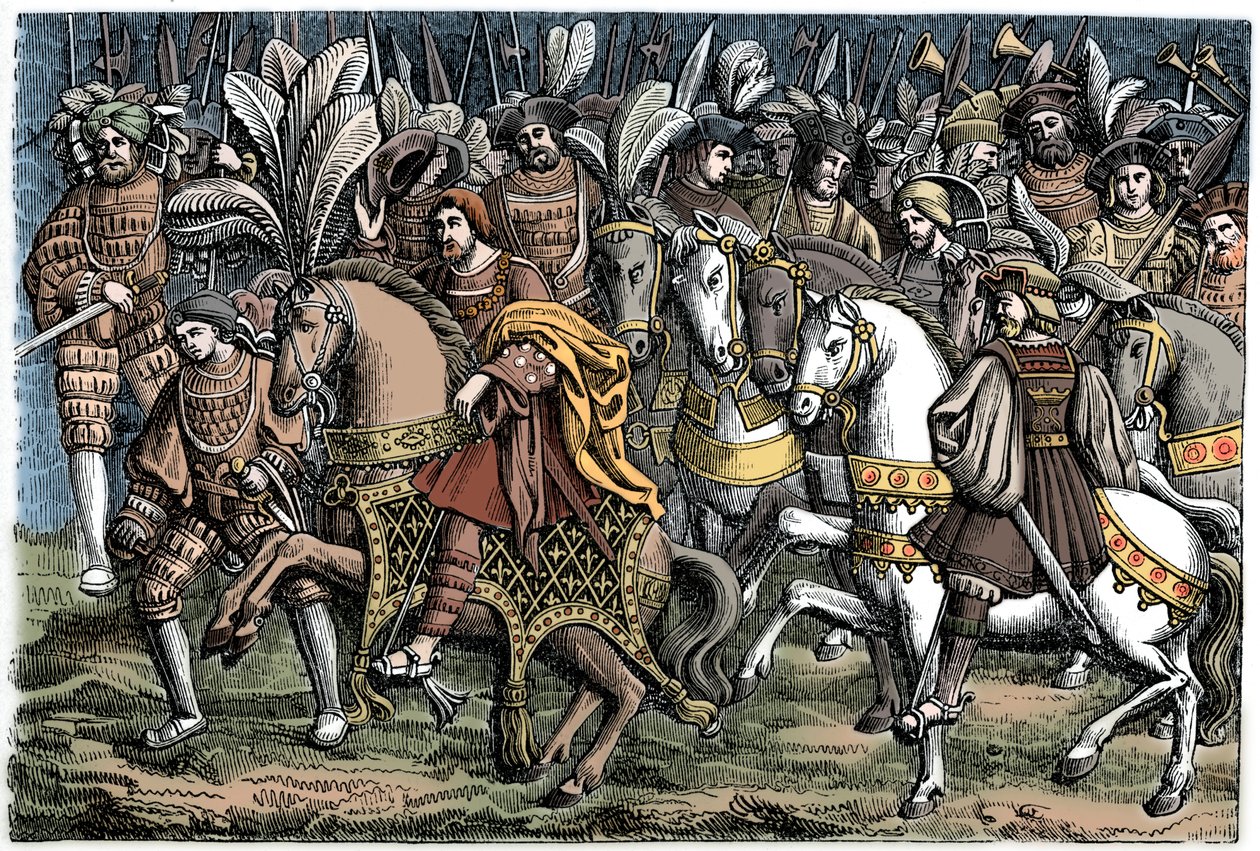 Interview tussen Frans I en Hendrik VIII, op het Veld van het Gouden Laken, 1520, 1870 door Unbekannt