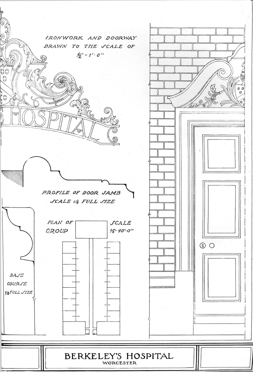 Smeedwerk en deur, Berkeleys Hospital, Worcester, Worcestershire, 1924 door Unbekannt