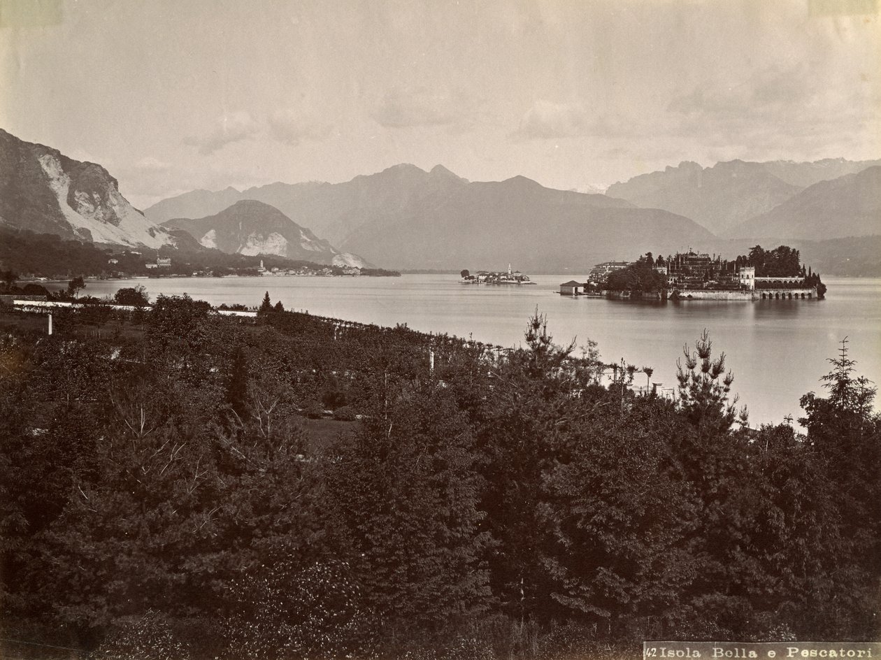 Isola dei Pescatori Eiland van de Vissers, Lago Maggiore, Italië, 1890 door Unbekannt