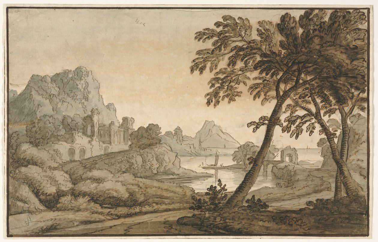 Italiaans landschap, 1700s door Unbekannt