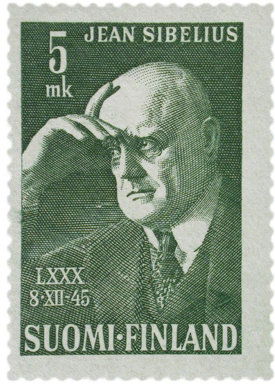 Jean Sibelius postzegel, 1945 door Unbekannt