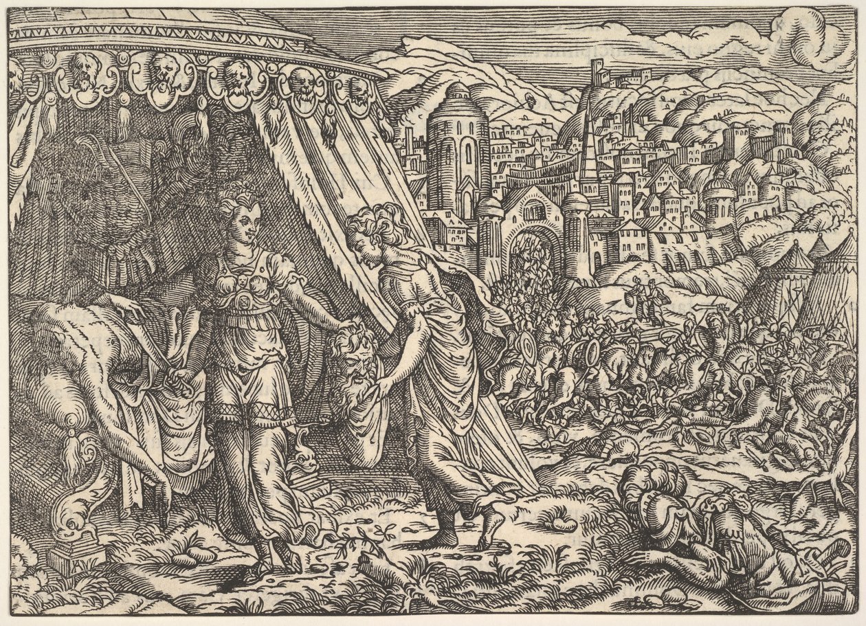 Judith en Holofernes, uit Biblia, Frankfurt, 1564 door Unbekannt