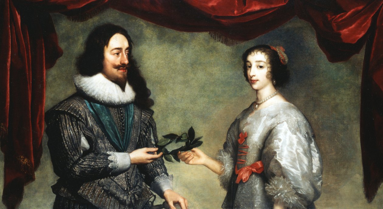 Koning Charles I 1600-1649 en koningin Henrietta Maria 1609-1669 door Unbekannt