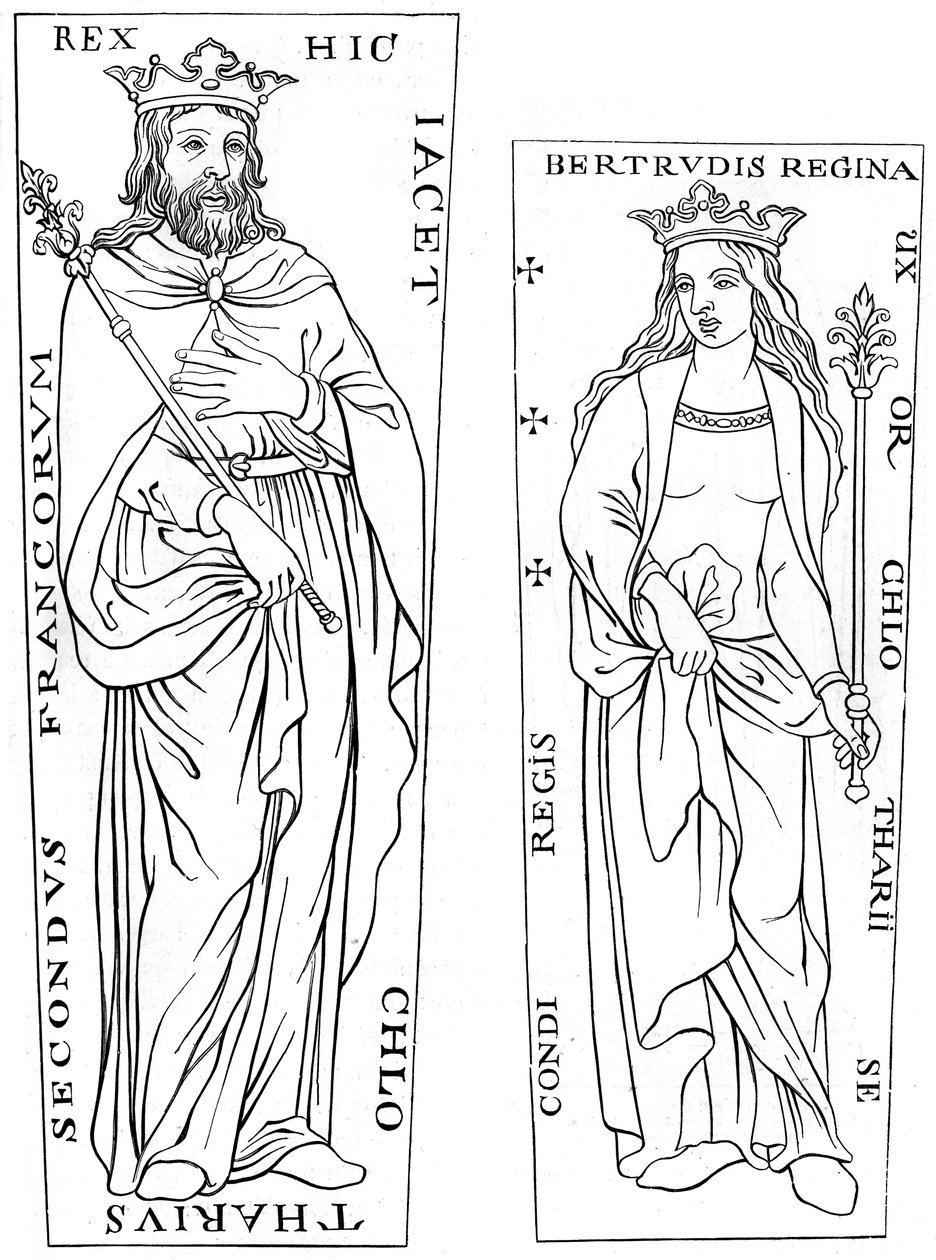 Koning Clotaire II 584-629 en Bertude 575-604, 12e eeuw 1849 door Unbekannt