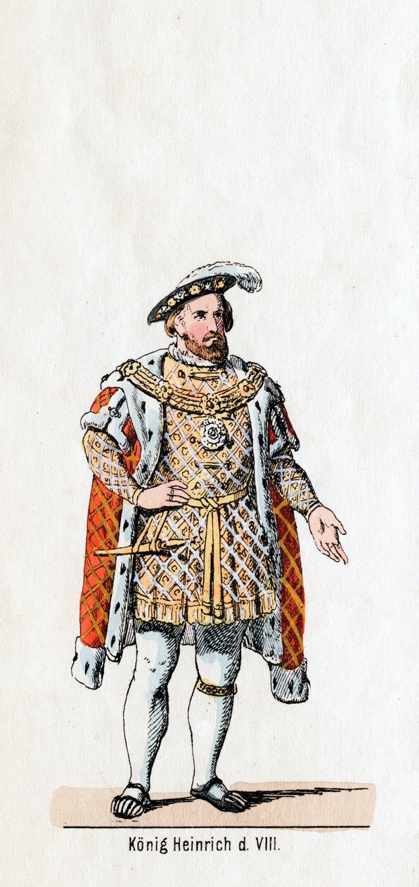 Koning Hendrik VIII van Engeland, kostuumontwerp voor Shakespeares toneelstuk, Henry VIII, 19e eeuw door Unbekannt