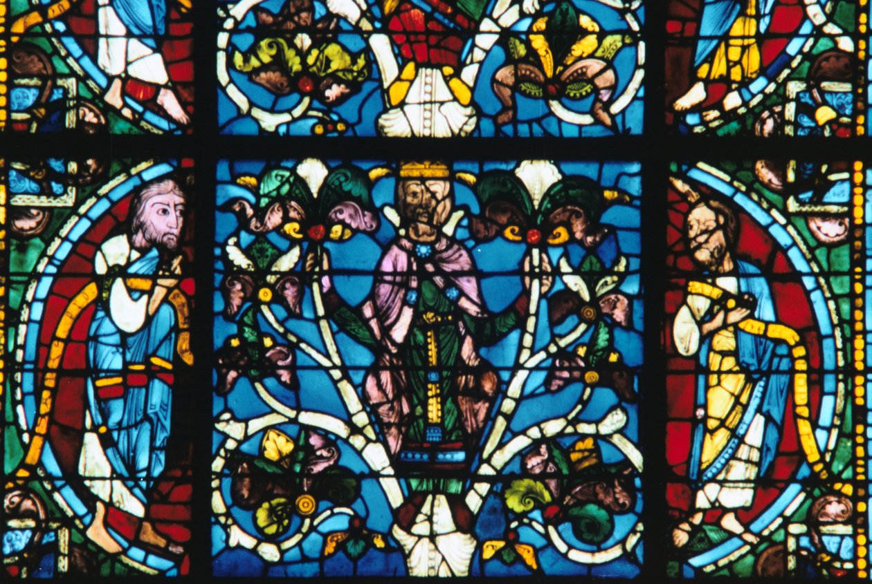 Koning Salomo, glas-in-lood, Kathedraal van Chartres, Frankrijk, 1145-1155 door Unbekannt