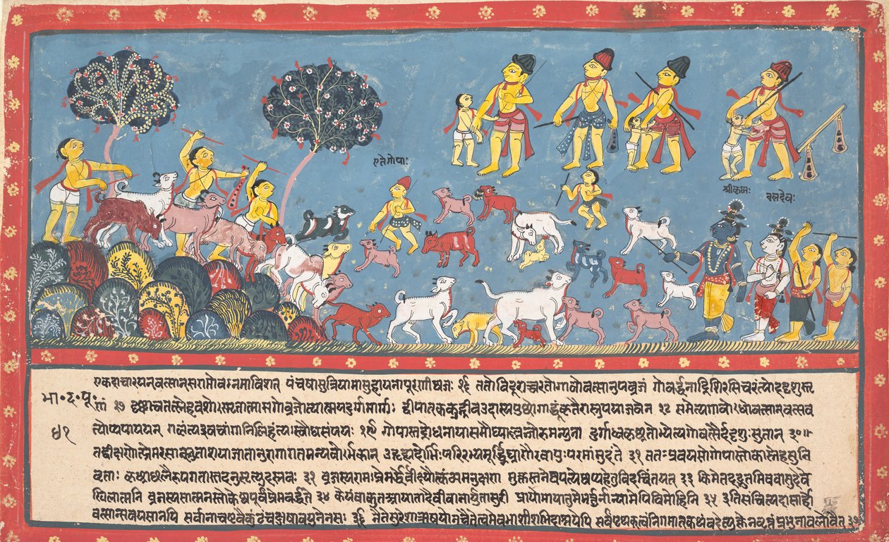 Krishna, Balarama en de herders... uit een verspreide Bhagavata Purana..., 1800-1825 door Unbekannt