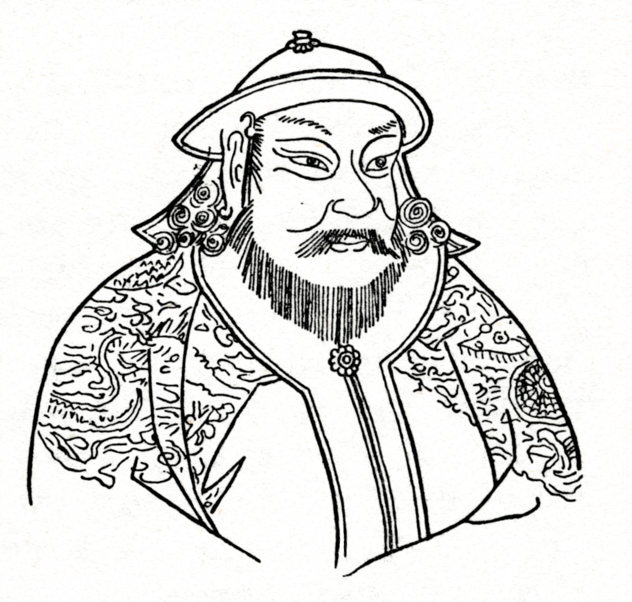 Kublai Khan 1215-1294 van het Mongoolse Rijk en stichter van de Yuan-dynastie, 1912 door Unbekannt