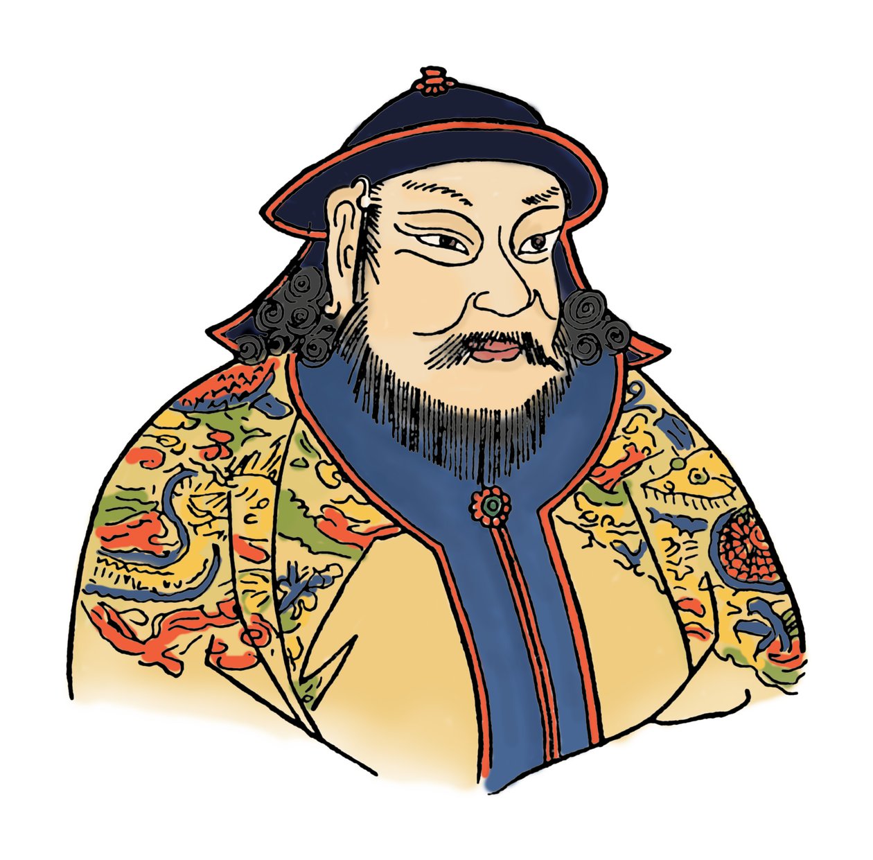 Kublai Khan 1215-1294 van het Mongoolse Rijk en stichter van de Yuan-dynastie door Unbekannt