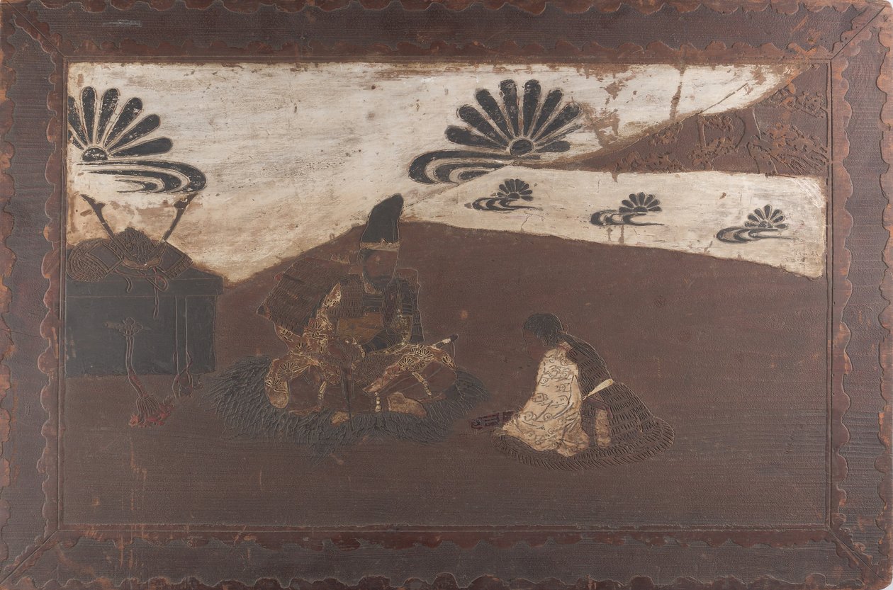Kusunoki Masashige neemt afscheid van zijn zoon Masatsura, 19e eeuw door Unbekannt