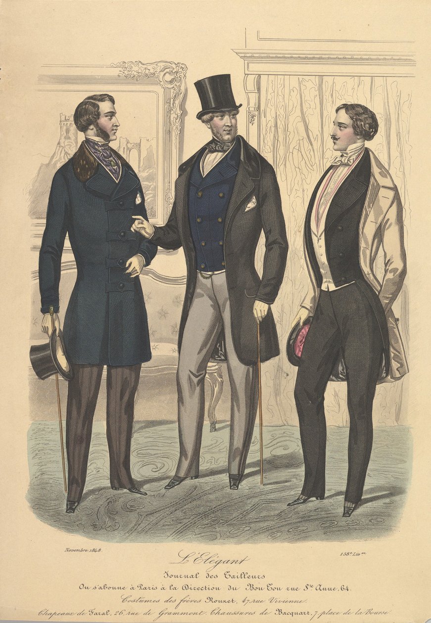 De elegante uit Journal des Tailleurs, 1848 door Unbekannt