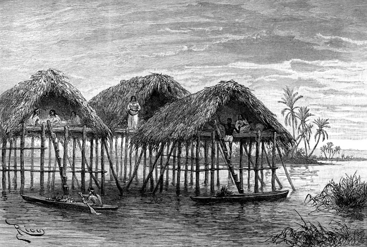 Paaldorpen van Santa Rosa, nabij Maracaibo, Venezuela, 1895 door Unbekannt