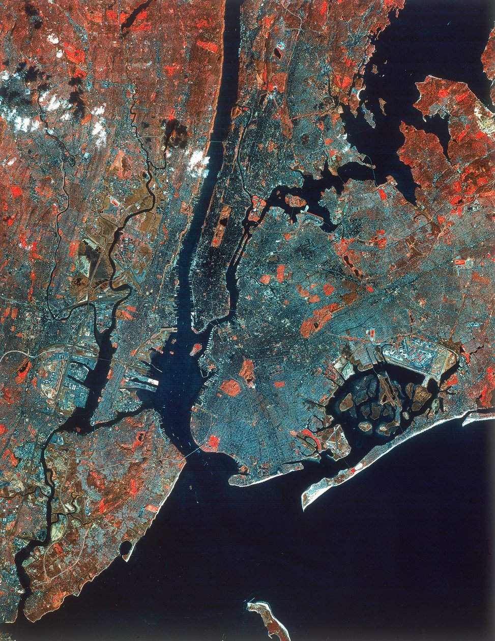Landsat afbeelding van Manhattan, New York, VS door Unbekannt